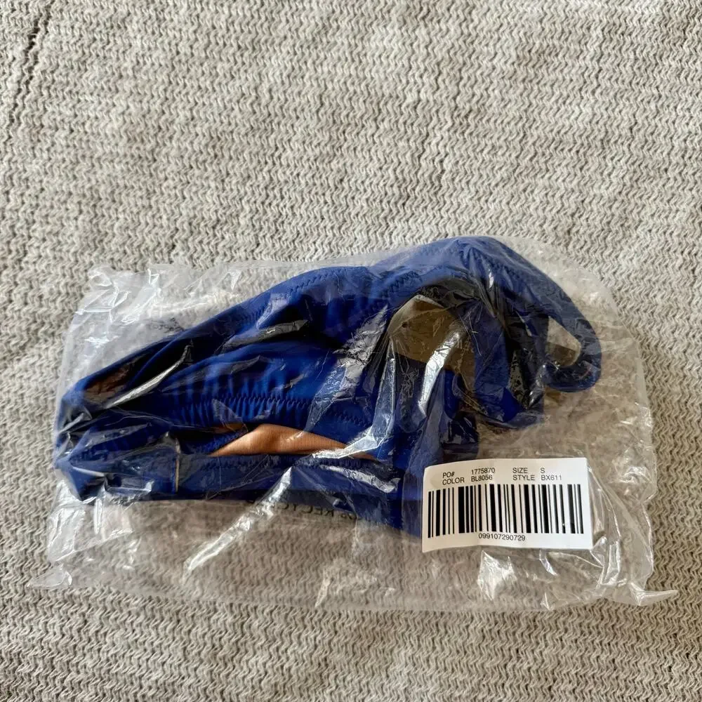 J. Crew Blue Over the Shoulder Scoop Neck Heritage Bikini Top - Small - NWT